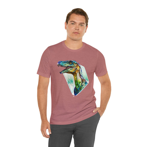 Stained Glass Velociraptor - Short Sleeve Tee